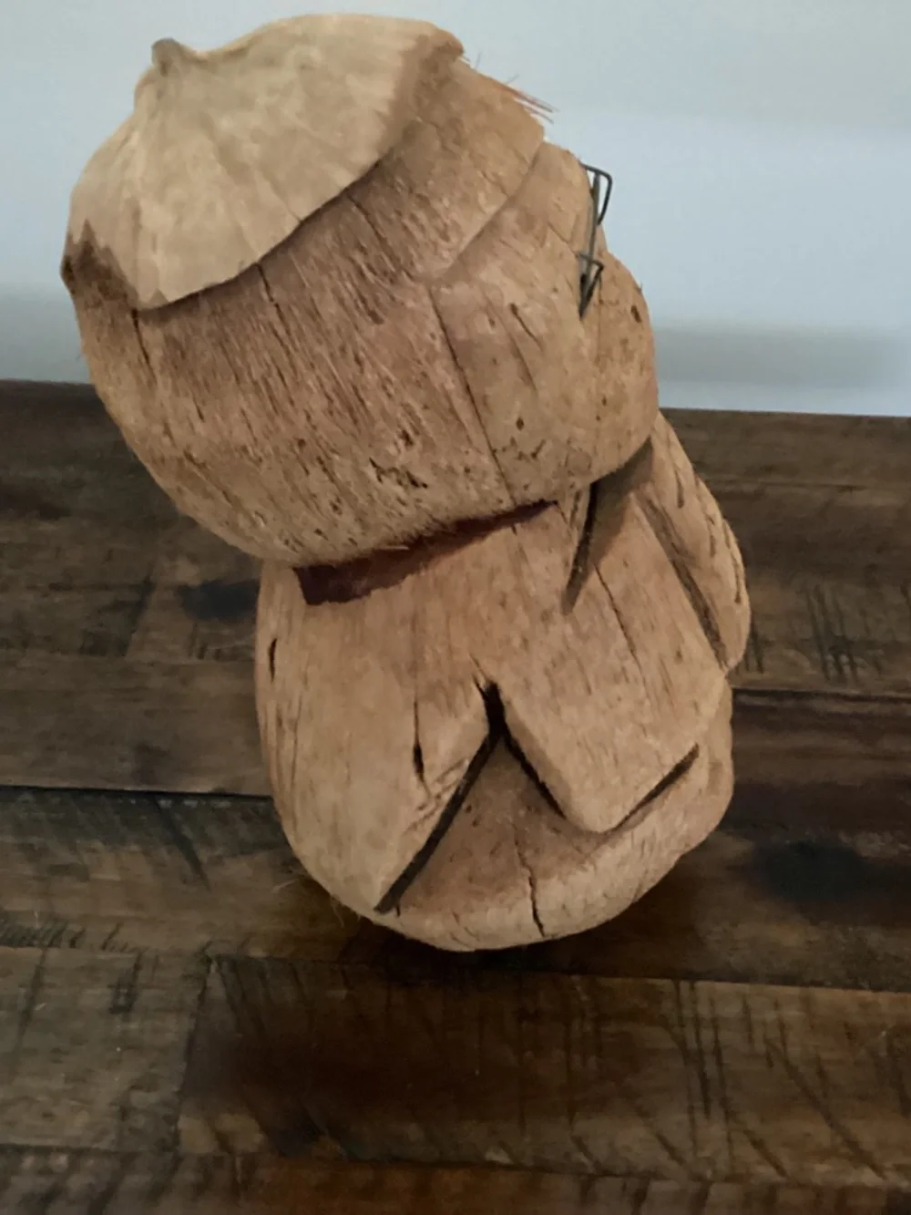 Vintage Souvenir Tiki Hawaiian Tropical Carved Coconut Monkey Figure